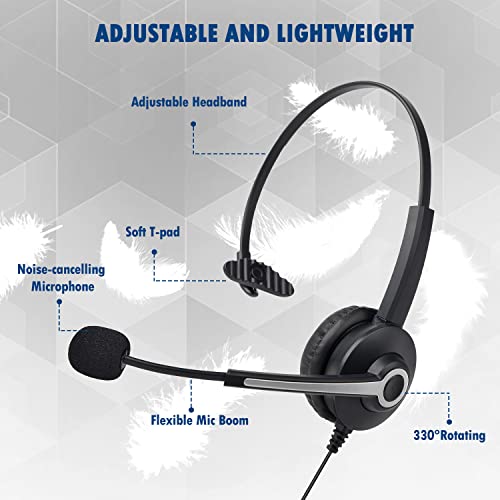 Phone Headset RJ9 with Noise Cancelling Microphone,Office Telephone Headset Compatible with Polycom Avaya ShoreTel Toshiba Digium Nortel Landline Phones, Clear Calls