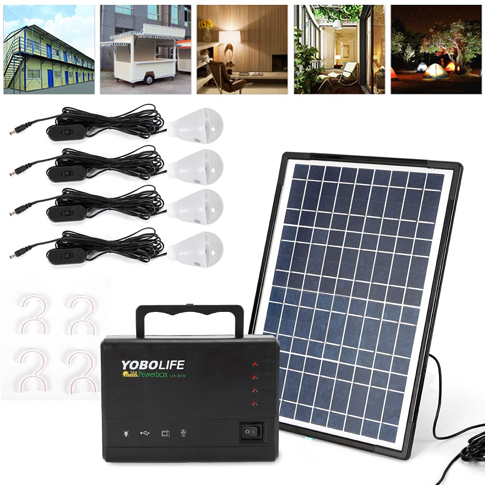 Solar Generator Lighting System 200W Portable Power Station Portable Solar Panel Kit Small Basic Portable Generator Kit Emergency Power Supplies for Home & Outdoor Camping