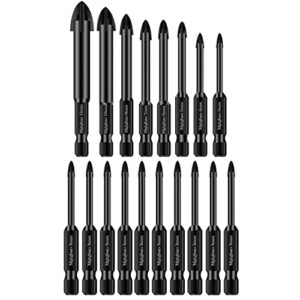 mgtgbao 8pc concrete drill bit set，10pc 3mmmasonry drill bits for tile,brick, plastic and wood,tungsten carbide tip best for wall mirror and ceramic tile on concrete and brick wall
