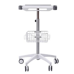 mobile trolley cart medical cart with wheels 33.46 * 43.71inch height adjustable stainless steel dental cart rolling desktop lab cart with 19.3 * 16.9inch large tabletop