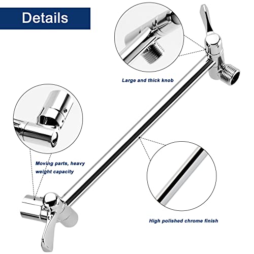 Shower Head Combo with 11'' Extension Arm，High Pressure Rain Shower Head with Handheld Shower Spray and Holder/ 1.5M Hose，Dual Rainfall Showerhead Set，Chrome (12 Inch)