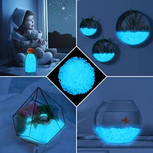 850pc Blue Glow in The Dark Rocks Outdoor Decorative Stones Glow Stones Luminous Pebble Glowing Rocks Outdoor Decor Luminous Stone for Fish Tank Garden Patio Aquarium Walkway Driveway(Blue)