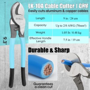 SHALL Battery Cable Wire Lug Crimping Tool Kit for US Copper Lugs AWG 8-1/0, Wire Crimping Tool for Electrical Lug Crimper with Cable Cutter, Heavy Duty Battery Terminal Crimper with Storage Bag