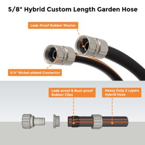 Giraffe Tools Leader Hose 5 ft, 5/8" Rubber Water Hose with Custom Length, Heavy Duty, No Kink, Flexible Garden Hose with Female to Female Fittings for Garden & Yard