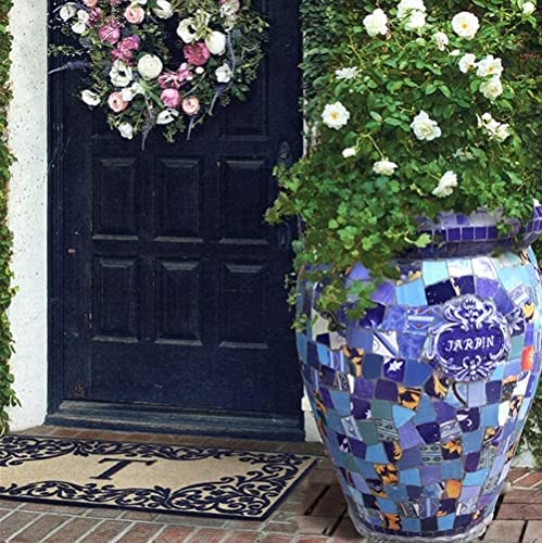 UimimiU European Retro Hand-Painted Large Flower Pot Outdoor Mediterranean Classical Large Plant Pot Green Plant Garden Villa Floor Ceramic Mosaic Bonsai Garden Decor Bonsai Planter