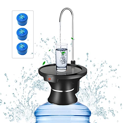 Ausxaron Water Pump for 5 Gallon Bottle with Tray, Drinking Water Pump, Water Bottle Dispenser, USB Rechargeable BPA-Free for Home, Kitchen, Office, Camping