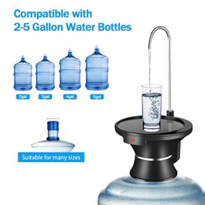 Ausxaron Water Pump for 5 Gallon Bottle with Tray, Drinking Water Pump, Water Bottle Dispenser, USB Rechargeable BPA-Free for Home, Kitchen, Office, Camping