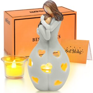 gifts for mom christmas unique from daughter, mother's day birthday, mom ideas, candle holder w/flickering led flameless candle