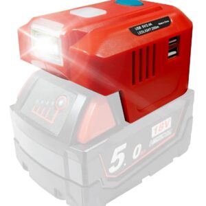 150W Power Inverter Fit for Milwaukee M18 18V Battery, DC 18V to AC 120V Portable Battery Inverter Generator with Dual USB and AC Charger Adapter and 200LM LED Light Power Supply Station