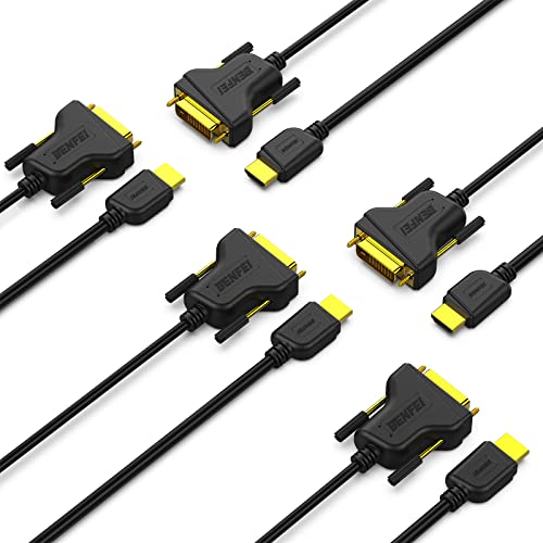 BENFEI HDMI to DVI 5 Pack, HDMI to DVI Cable Bi Directional DVI-D 24+1 Male to HDMI Male High Speed Adapter Cable Support 1080P Full HD Compatible for Raspberry Pi, Roku, Xbox One, PS4 PS3