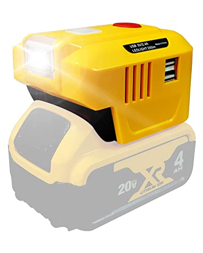 150W Power Inverter Generator Fit for Dewalt 18V 20V MAX XR Li-ion Battery, DC 20V to AC 110V-120V Portable Power Station with Dual USB Outlet and AC Outlet and 200LM LED Light Battery Inverter