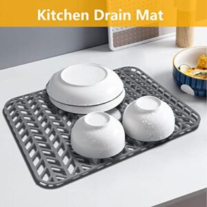 Silicone Sink Mat Protectors for Kitchen 16.2''x 12.5'' JOOKKI Kitchen Sink Protector Grid for Farmhouse Stainless Steel Accessory with Center Drain