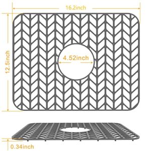 Silicone Sink Mat Protectors for Kitchen 16.2''x 12.5'' JOOKKI Kitchen Sink Protector Grid for Farmhouse Stainless Steel Accessory with Center Drain