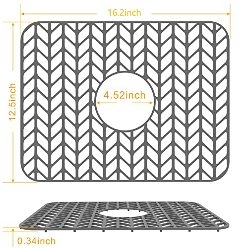 Silicone Sink Mat Protectors for Kitchen 16.2''x 12.5'' JOOKKI Kitchen Sink Protector Grid for Farmhouse Stainless Steel Accessory with Center Drain