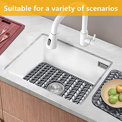Silicone Sink Mat Protectors for Kitchen 16.2''x 12.5'' JOOKKI Kitchen Sink Protector Grid for Farmhouse Stainless Steel Accessory with Center Drain