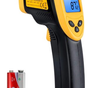 General Tools LCD Moisture Meter #MM8 - Leak and Humidity Detector & Etekcity Infrared Thermometer 774, Digital Temperature Gun for Cooking, Non Contact Electric Laser IR Temp Gauge, Yellow