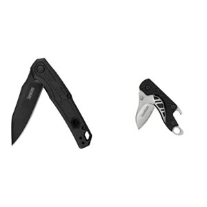 kershaw appa folding tactical pocket knife, speedsafe opening & cinder multi-function folding pocketknife (1025); 1.4 inch 3cr13 stonewashed blade; manual opening; liner lock; bottle opener