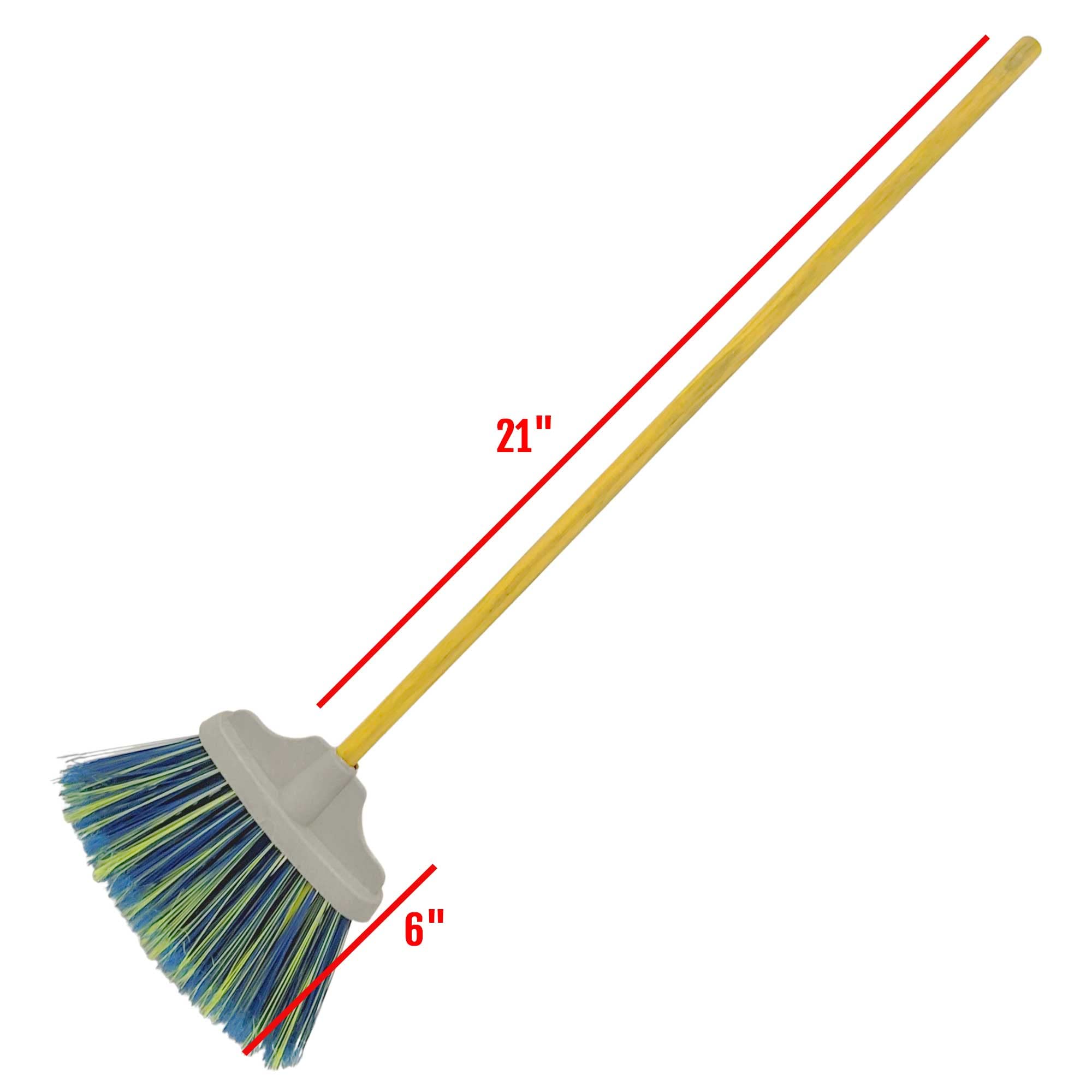 Children's Brooms 27" Long for Kids Sweeping Indoors Outdoors Leaves Wooden Handle (Set of 3)