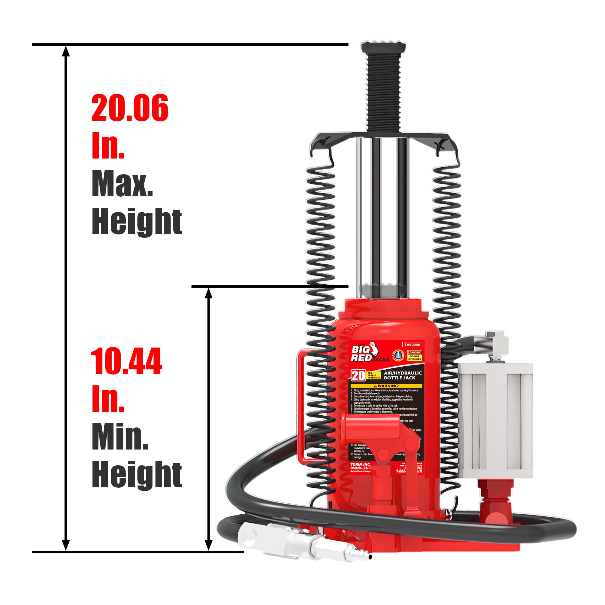 TEKTON 1 Inch Drive Deep 6-Point Impact Socket Set, 9-Piece (1-2 in.) | 4892 and BIG RED TA92006 Torin Pneumatic Air Hydraulic Bottle Jack with Manual Hand Pump, 20 Ton (40,000 lb) Capacity, Red