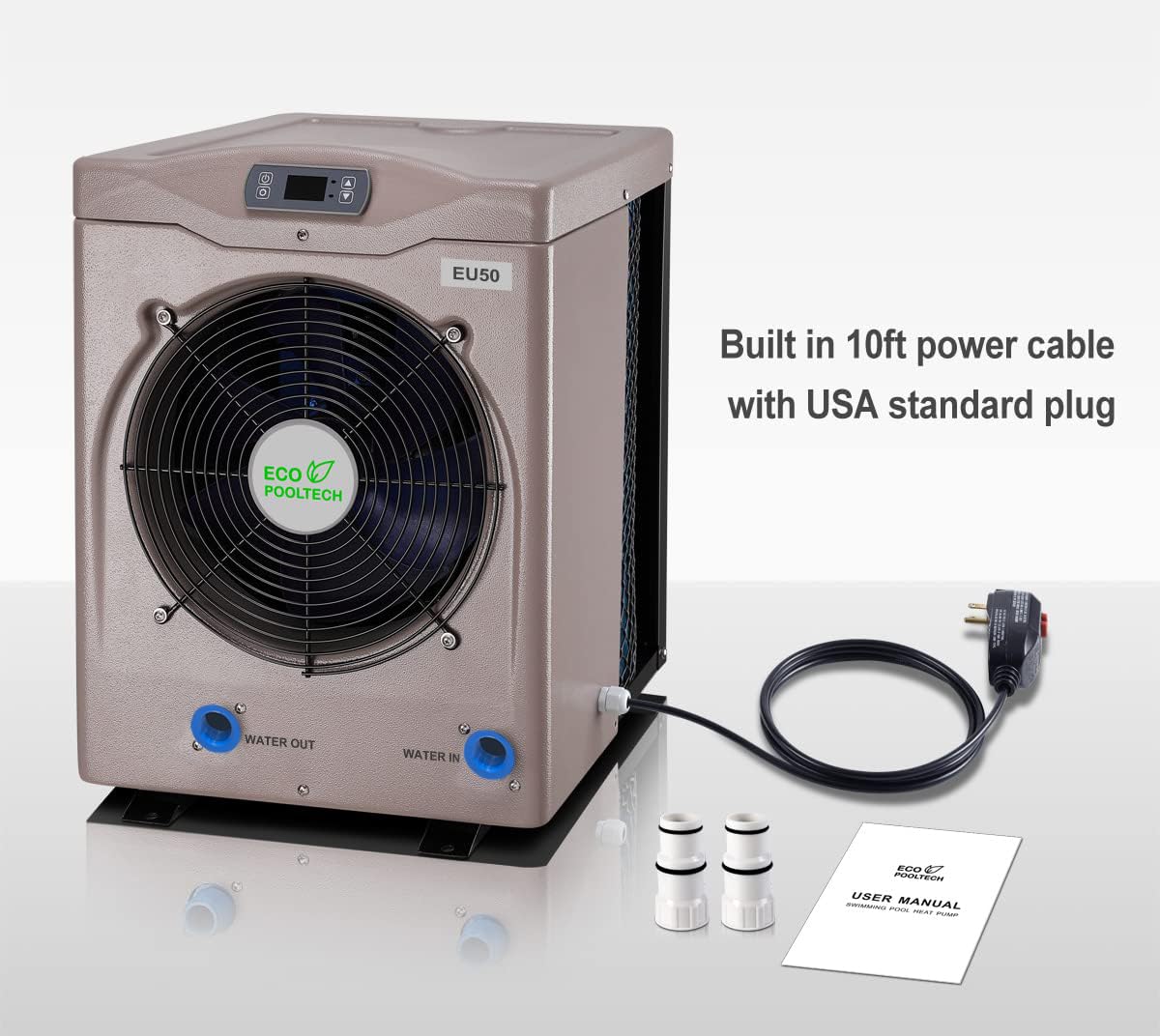 ECOPOOLTECH-Pool Heater for Above Ground Pools,Pool Heat Pump,14000BTU/hr,Up to 5000gallons,110V~120V/60Hz