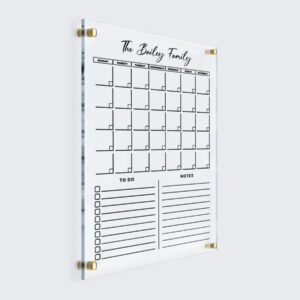 acrylic family planner wall calendar - personalized calendar 2024, personalized dry erase board, dry erase calendar, monthly and weekly calendar