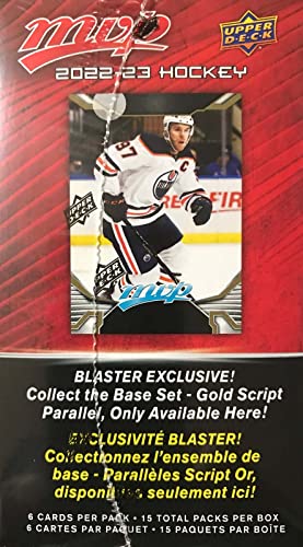 2022 2023 Upper Deck M V P Hockey Series Unopened Blaster Box of 15 Packs with Chance for Rookies Plus #1 Draft Picks Cards and Blaster Exclusive Gold Scripts