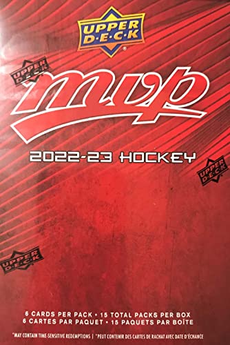 2022 2023 Upper Deck M V P Hockey Series Unopened Blaster Box of 15 Packs with Chance for Rookies Plus #1 Draft Picks Cards and Blaster Exclusive Gold Scripts