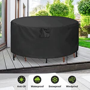 Yougfin Round Patio Table Cover, 420D Patio Furniture Covers Waterproof, Outdoor Table and Chairs Cover, 84''D x 28''H