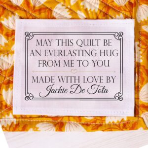 may this quilt be an everlasting hug from me to you - personalized quilt labels