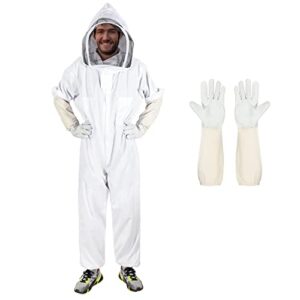 bee suits for men women,bee keeper suite with beekeeping gloves,beekeeping suit with veil hood,fully body durable beekeeper suite,suitable for professional beekeepers and beginners（l）