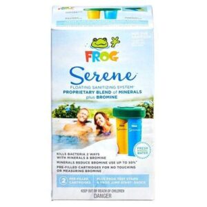 FROG Serene Floating Sanitizing System for Hot Tubs, Quick and Easy Self-Regulating Hot Tub Sanitizer with Bromine and FROG Sanitizing Minerals Kills Bacteria 2 Ways, for Hot Tubs up to 600 gallons