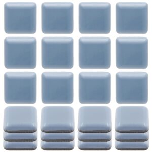 suiwotin 24pcs 1" (25mm) self-adhesive furniture sliders, square chair leg floor protectors, self-stick furniture movers for kitchen appliance (gray/black)