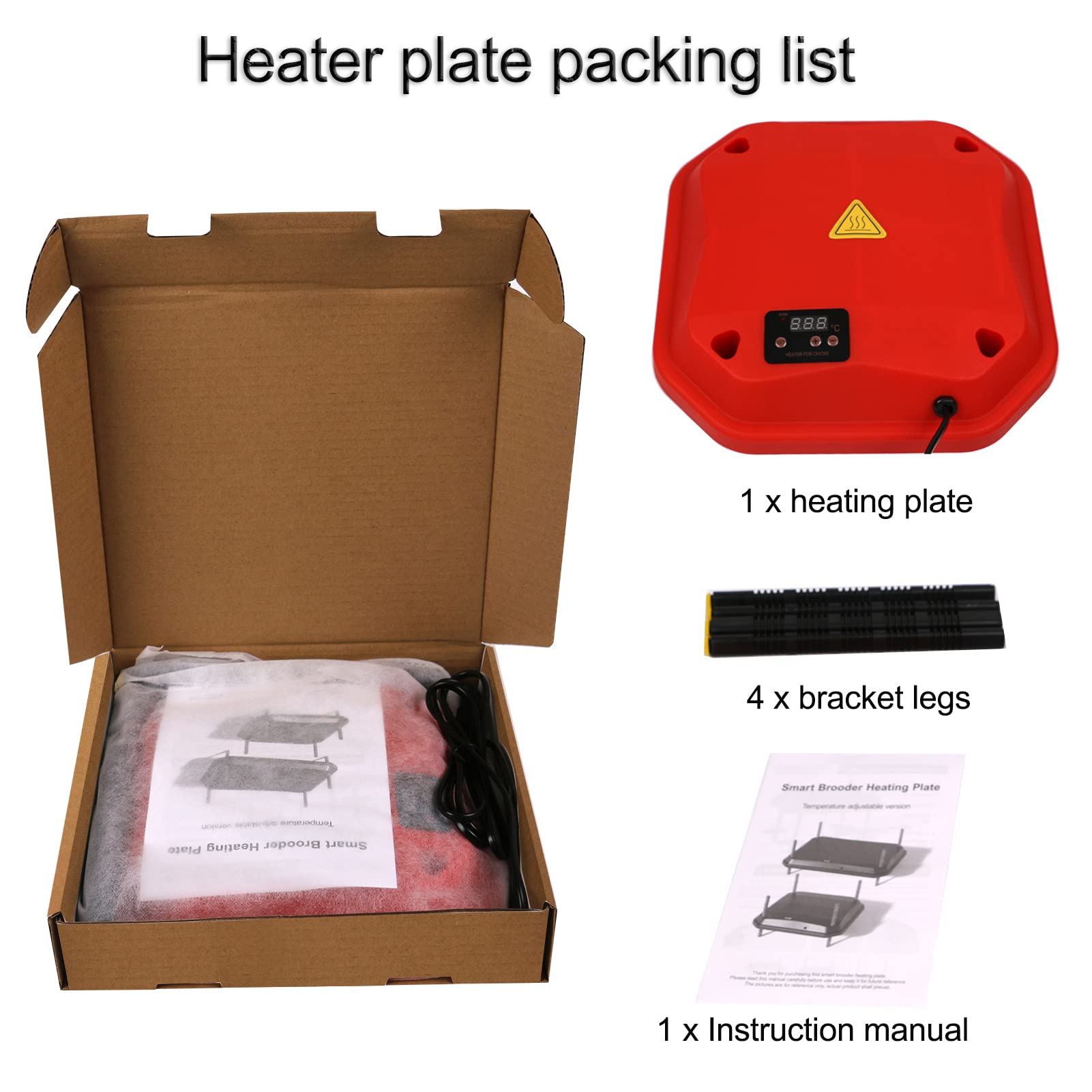 OUYOLAD Chick Brooder Heating Plate 16" x 24", Chicken Brooder with Temperature Adjustable, Brooder Heater Plate, Chicks Heating Plate for chicks with Adjustable Height 66W Warms Up to 50 Chicks