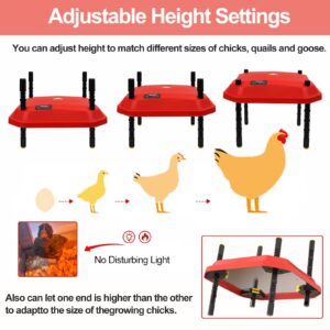 OUYOLAD Chick Brooder Heating Plate 16" x 24", Chicken Brooder with Temperature Adjustable, Brooder Heater Plate, Chicks Heating Plate for chicks with Adjustable Height 66W Warms Up to 50 Chicks