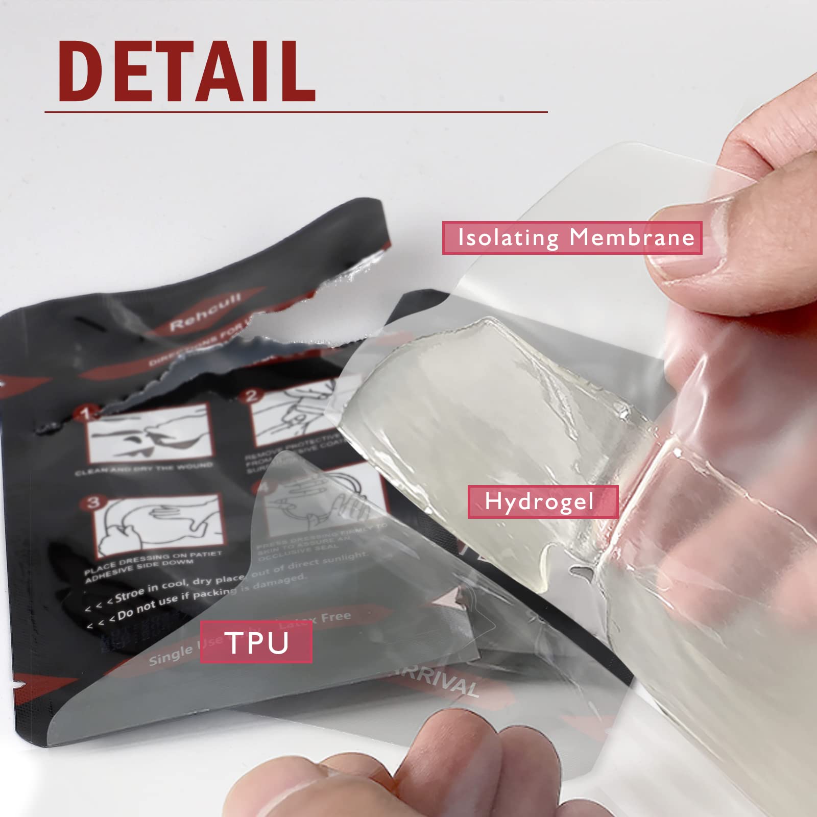 Rehcull Chest Seal, Vented Chest Seals with 4-Vent Channels for Open Chest Injury, Vent IFAK Trauma Kit Dressing Medical Supplies for First Aid Kit, 2 Count