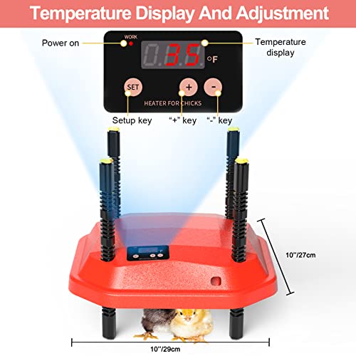 Chick Brooder Heating Plate 10" x 10", Temperature Adjustable Chicken Brooder, Brooder Heater Plate, Chicks Heating Plate for chicks with Adjustable Height 30W Warms Up to 15 Chicks