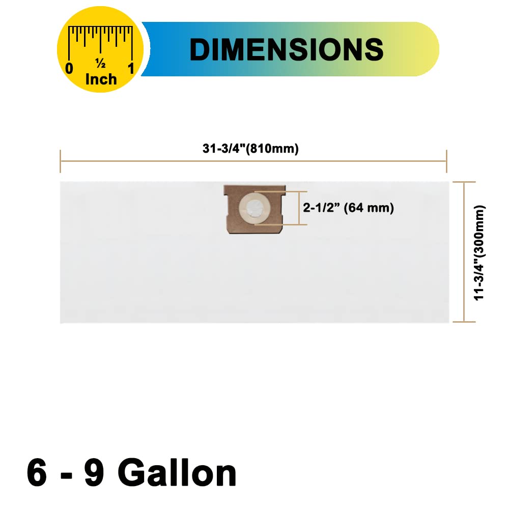 SpaceTent 5 Pack VF3503 Size b Vacuum Bags for Ridgid 6 to 9 Gallon Wet/Dry Vacs.