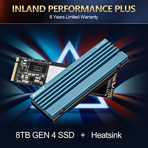 INLAND 8TB Gaming Performance Plus NVMe Internal Gaming SSD Solid State Drive with Heatsink - Gen4 PCIe, M.2 2280, DRAM Cache, 176-Layer TLC 3D NAND Flash, Up to 7000MB/s