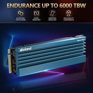 INLAND 8TB Gaming Performance Plus NVMe Internal Gaming SSD Solid State Drive with Heatsink - Gen4 PCIe, M.2 2280, DRAM Cache, 176-Layer TLC 3D NAND Flash, Up to 7000MB/s