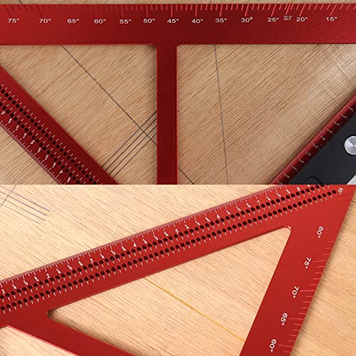 Copgge 10 Inch Large Square Carpenter Triangle Square Framing Tool Precision Woodworking Square Triangle Carpentry Squares with Scribe Holes and Markings for Cabinet Furniture Measuring Tool