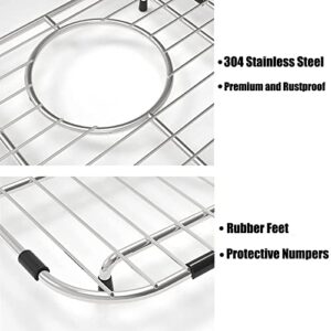 Orgneas Sink Protectors for Kitchen Sink, Universal Double Bowl Sink Bottom Grid 13.2"x11.6"x1.25", 304 Premium Stainless Steel Kitchen Sink Protector Grid Sink Grate Rack Centered Drain 2 Packs