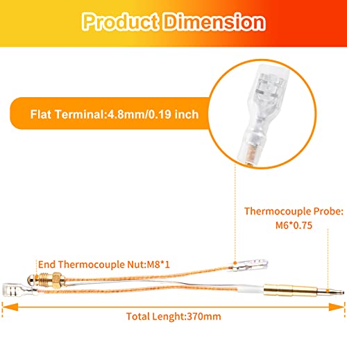Propane Gas Patio Heater Repair Replacement Parts Thermocouple, Thermocouple & Dump Switch for Outdoor Patio Gas Heater, Propan Tower Gas Heater, Fire Sense Patio Heater, Standard Dome-Style Heater