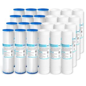 DIY Dual-Stage Red Wine Filtration Sediment Filter by Membrane Solutions, 5 & 20 Micron Filter Cartridges 10"x2.5" - 24 Pack