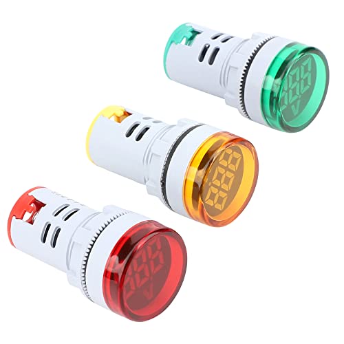 DROK AC 500V Voltage Meter, 3pcs AC 60-500V 110v 220v Voltage Monitor Digital Larger LED Screen Voltmeter Volt Detetor Green Red Yellow Signal Indicator Light Panel