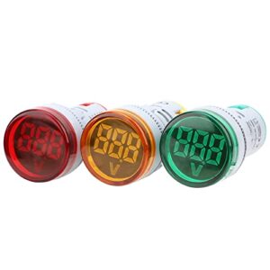 DROK AC 500V Voltage Meter, 3pcs AC 60-500V 110v 220v Voltage Monitor Digital Larger LED Screen Voltmeter Volt Detetor Green Red Yellow Signal Indicator Light Panel