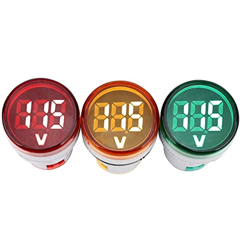 DROK AC 500V Voltage Meter, 3pcs AC 60-500V 110v 220v Voltage Monitor Digital Larger LED Screen Voltmeter Volt Detetor Green Red Yellow Signal Indicator Light Panel