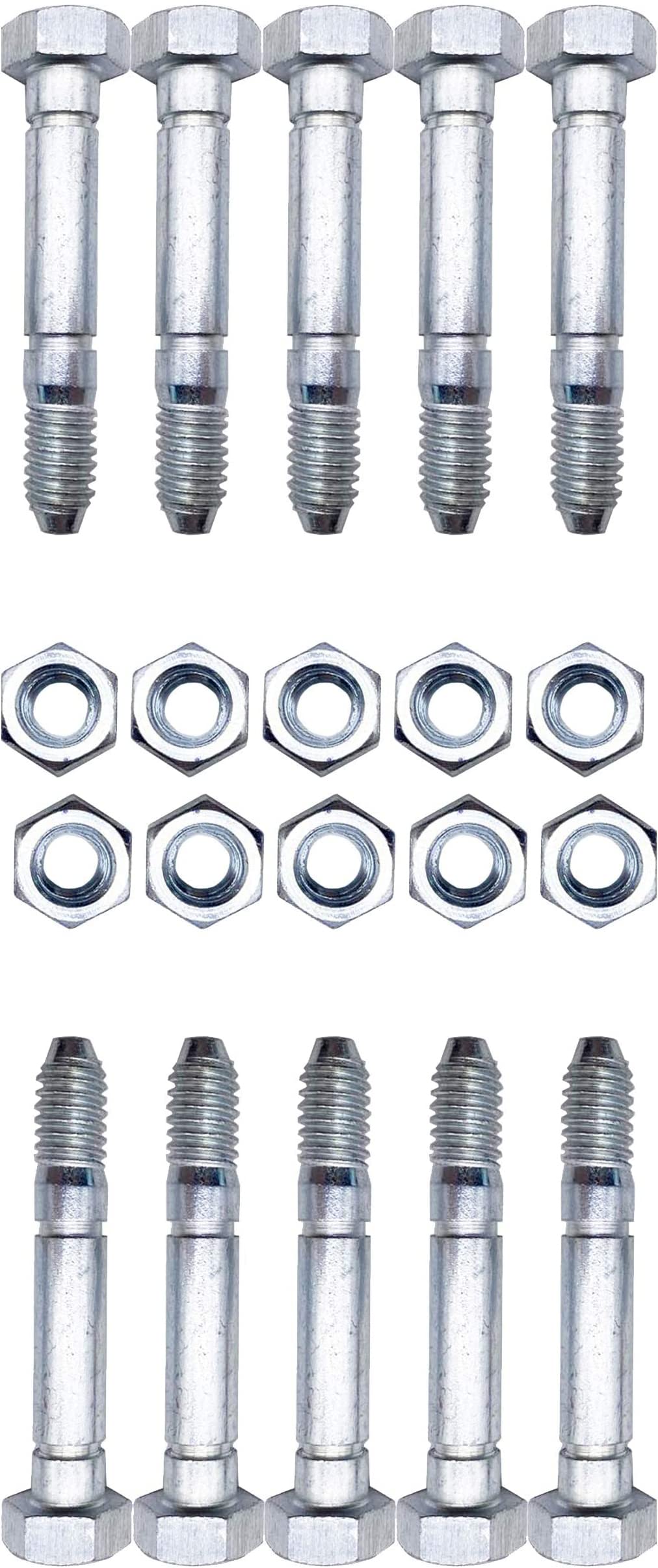 IKSI Shear Pins and Nuts fits Ariens 532005 53200500 510016 51001600 Snow throwers(10 Pack)