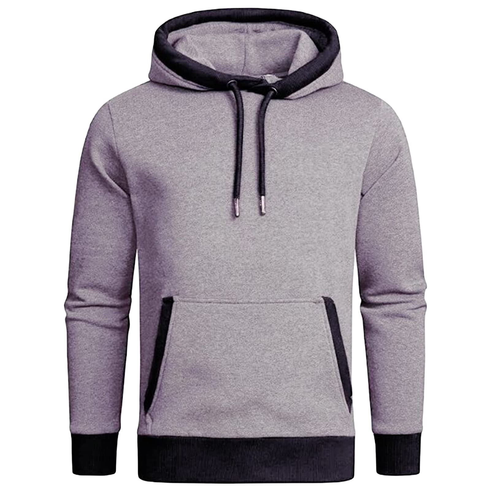 Maiyifu-GJ Men's Solid Fleece Athletic Hoodies Long Sleeve Casual Sports Sweatshirt Drawstring Hooded Pullover With Pockets (Light Grey,XX-Large)