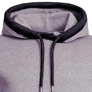 Maiyifu-GJ Men's Solid Fleece Athletic Hoodies Long Sleeve Casual Sports Sweatshirt Drawstring Hooded Pullover With Pockets (Light Grey,XX-Large)