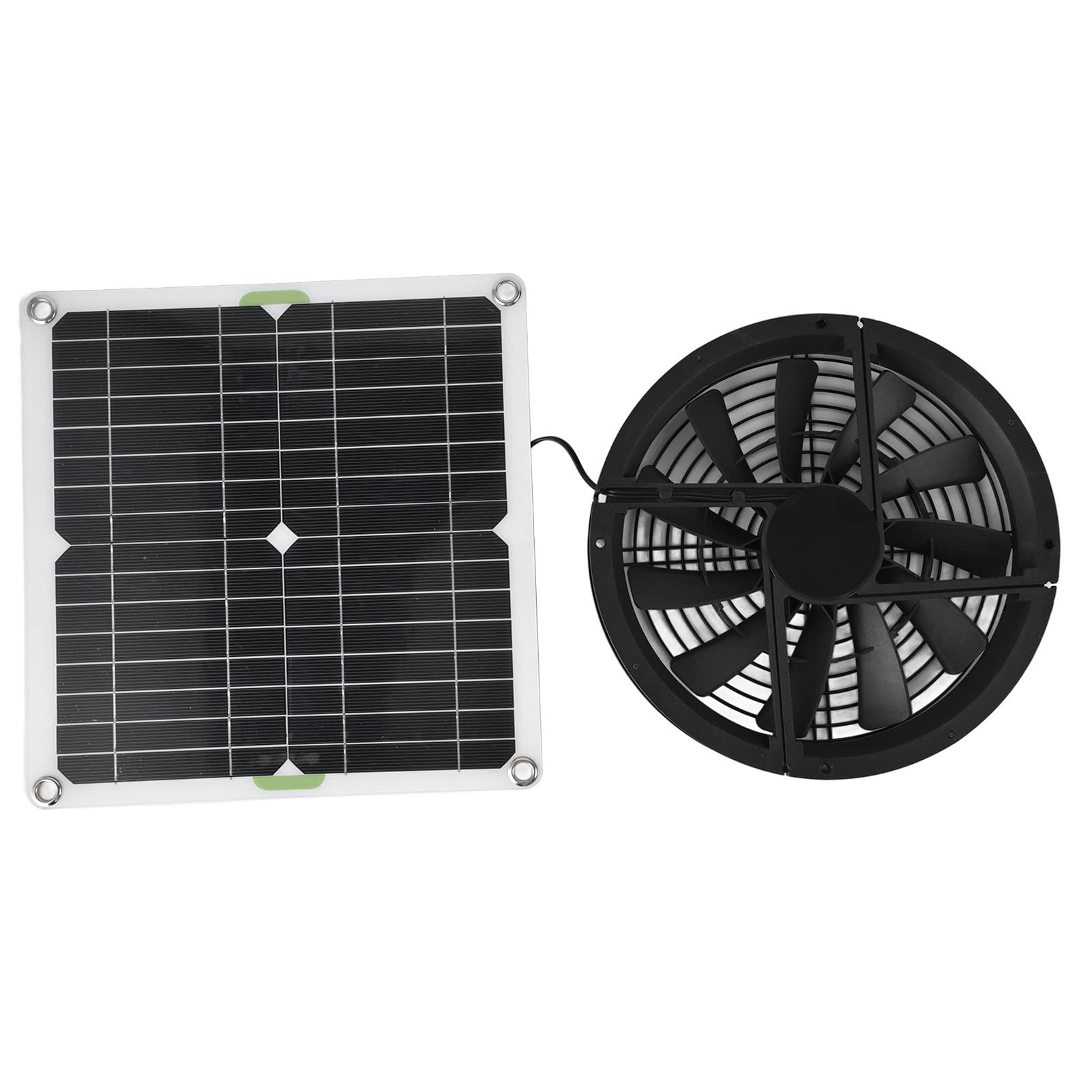 Ejoyous Solar Panel Fan Kit, 100W Waterproof Solar Powered Ventilation Fan Portable Round Exhaust Fan for Greenhouse, Pet Houses, Shed, Chicken Coops, Doghouse